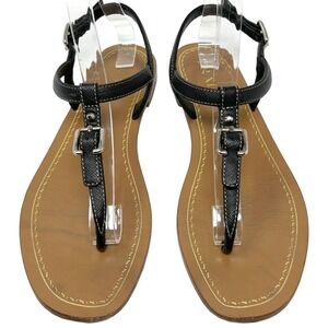 Prada Black‎ Saffiano Leather Flat Thong Sandals Ankle Strap EU 38 Made in Italy